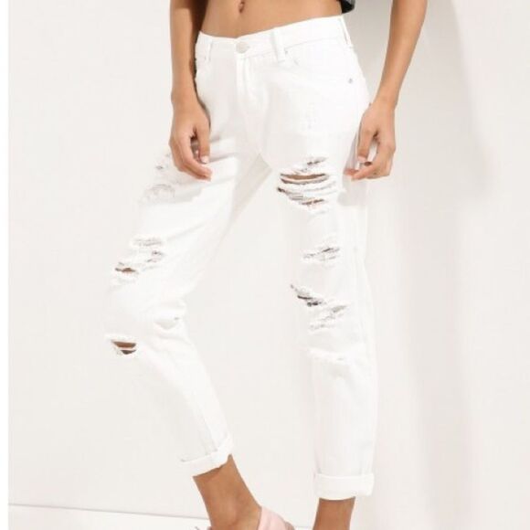 ASOS Jeans US 2 Denim High Rise Distressed Glamorous casual - Picture 1 of 8